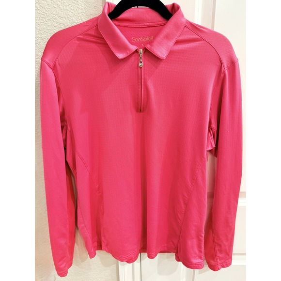 San Soleil Sweaters - San Soleil Shirt Womens‎ Size Large 1/4 Zip Pullover UPF 50 Sun Pink Lightweight